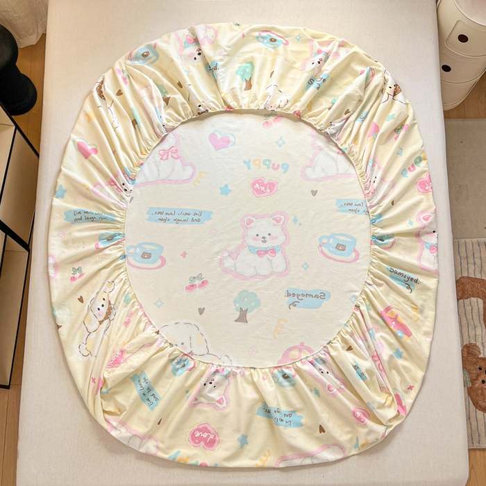 91家纺网 家纺一手货源 找家纺 Sweet dreams甜梦 2025新款全棉纯棉小清新印花床笠单品单床笠床笠单件 萌趣乐园