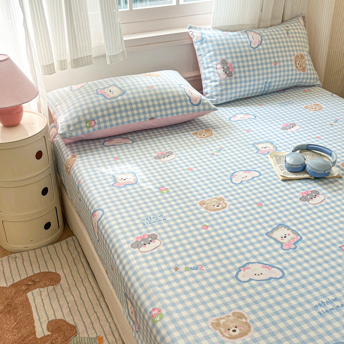 91家纺网 家纺一手货源 找家纺 Sweet dreams甜梦 2025新款全棉纯棉小清新印花床笠单品单床笠床笠单件 格子狗狗