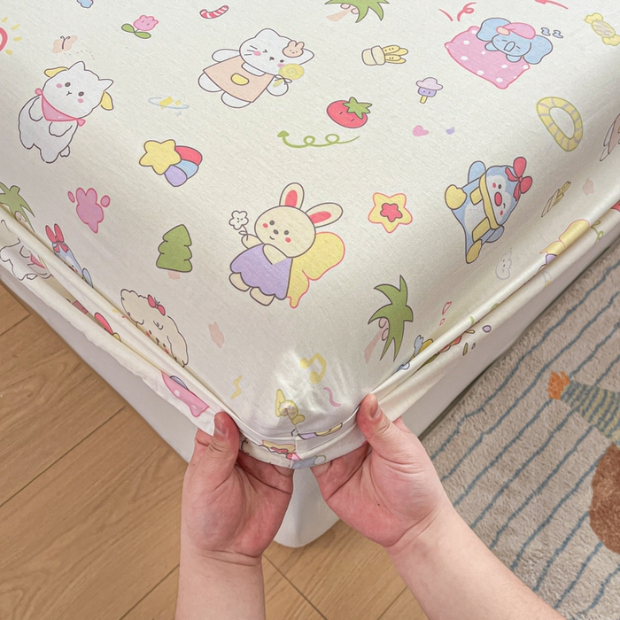 91家纺网 家纺一手货源 找家纺 Sweet dreams甜梦 2025新款全棉纯棉小清新印花床笠单品单床笠床笠单件 可爱趴趴