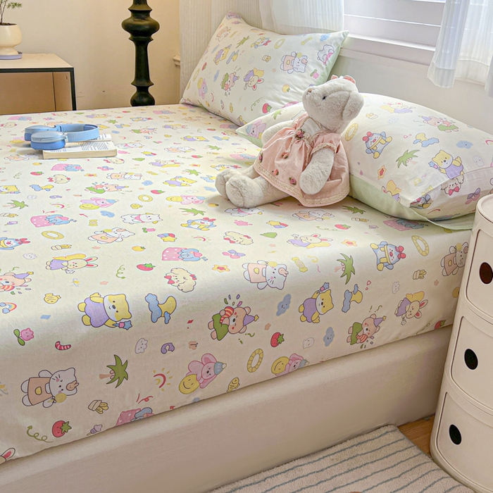 91家纺网 家纺一手货源 找家纺 Sweet dreams甜梦 2025新款全棉纯棉小清新印花床笠单品单床笠床笠单件 可爱趴趴