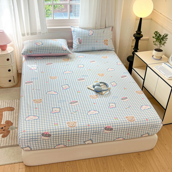 91家纺网 家纺一手货源 找家纺 Sweet dreams甜梦 2025新款全棉纯棉小清新印花床笠单品单床笠床笠单件 格子狗狗