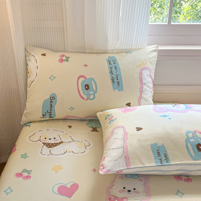 91家纺网 家纺一手货源 找家纺 Sweet dreams甜梦 2025新款全棉纯棉小清新印花床笠单品单床笠床笠单件 萌趣乐园