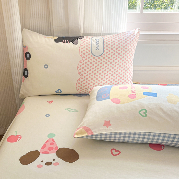 91家纺网 家纺一手货源 找家纺 Sweet dreams甜梦 2025新款全棉纯棉小清新印花床笠单品单床笠床笠单件 蛋糕猫猫