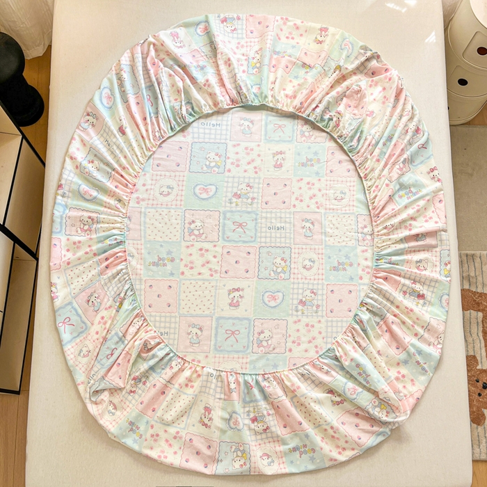 91家纺网 家纺一手货源 找家纺 Sweet dreams甜梦 2025新款全棉纯棉小清新印花床笠单品单床笠床笠单件 格子猫猫