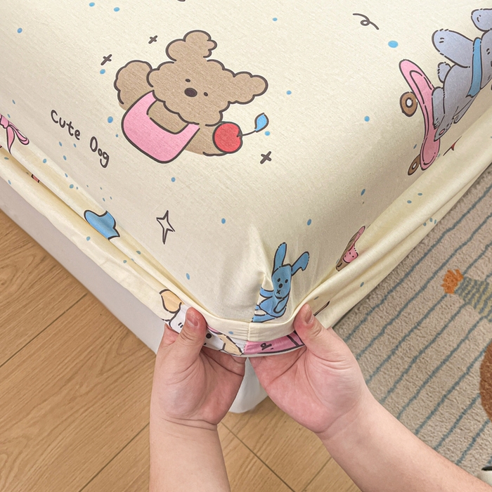 91家纺网 家纺一手货源 找家纺 Sweet dreams甜梦 2025新款全棉纯棉小清新印花床笠单品单床笠床笠单件 动物派对