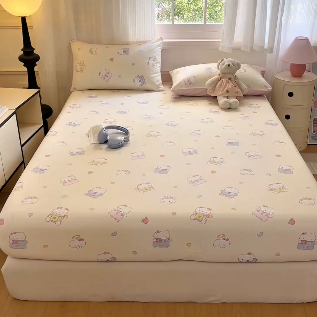 91家纺网 家纺一手货源 找家纺 （总）Sweet dreams甜梦 2025新款全棉纯棉小清新印花床笠单品单床笠床笠单件