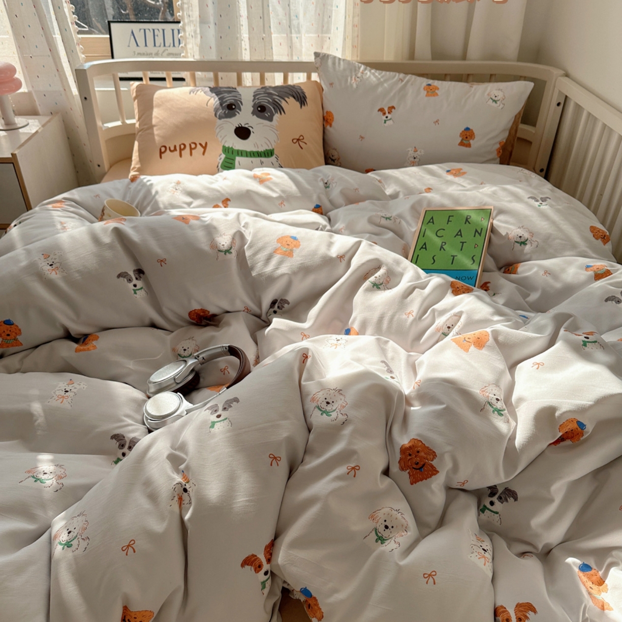 顾里家纺 2025春夏新款韩系大版云朵棉四件套 狗狗派对