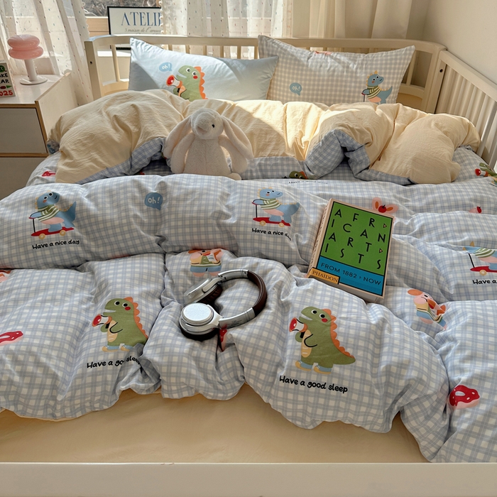 91家纺网 家纺一手货源 找家纺 顾里家纺 2025春夏新款韩系大版云朵棉四件套 欢乐颂