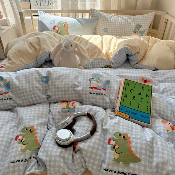 91家纺网 家纺一手货源 找家纺 顾里家纺 2025春夏新款韩系大版云朵棉四件套 欢乐颂