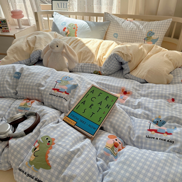 91家纺网 家纺一手货源 找家纺 顾里家纺 2025春夏新款韩系大版云朵棉四件套 欢乐颂