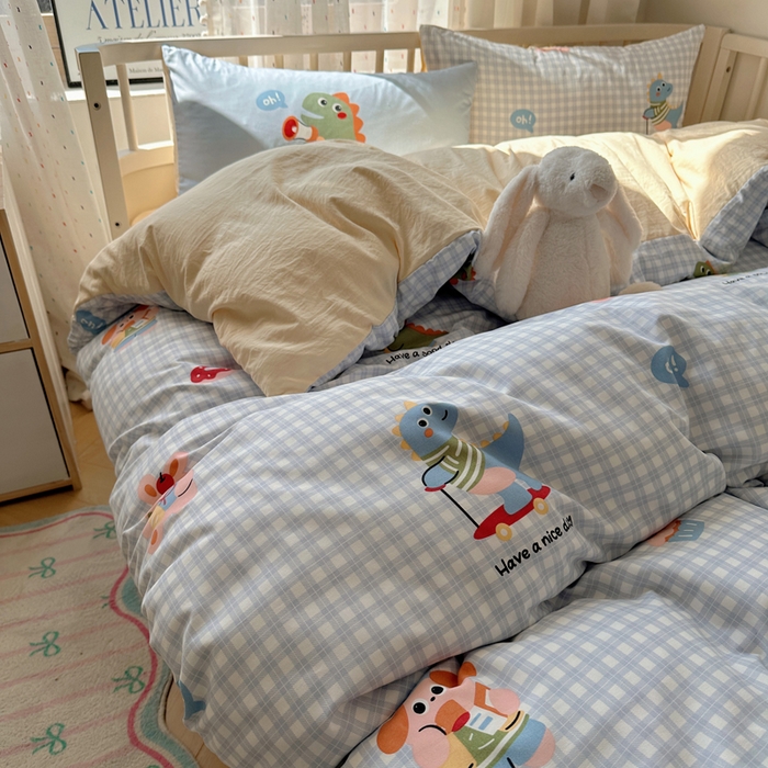 91家纺网 家纺一手货源 找家纺 顾里家纺 2025春夏新款韩系大版云朵棉四件套 欢乐颂