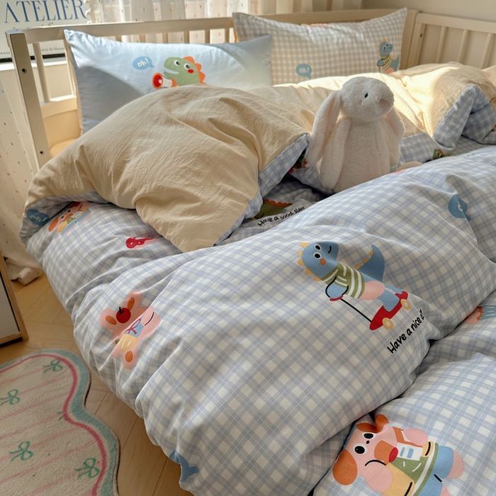 91家纺网 家纺一手货源 找家纺 顾里家纺 2025春夏新款韩系大版云朵棉四件套 欢乐颂