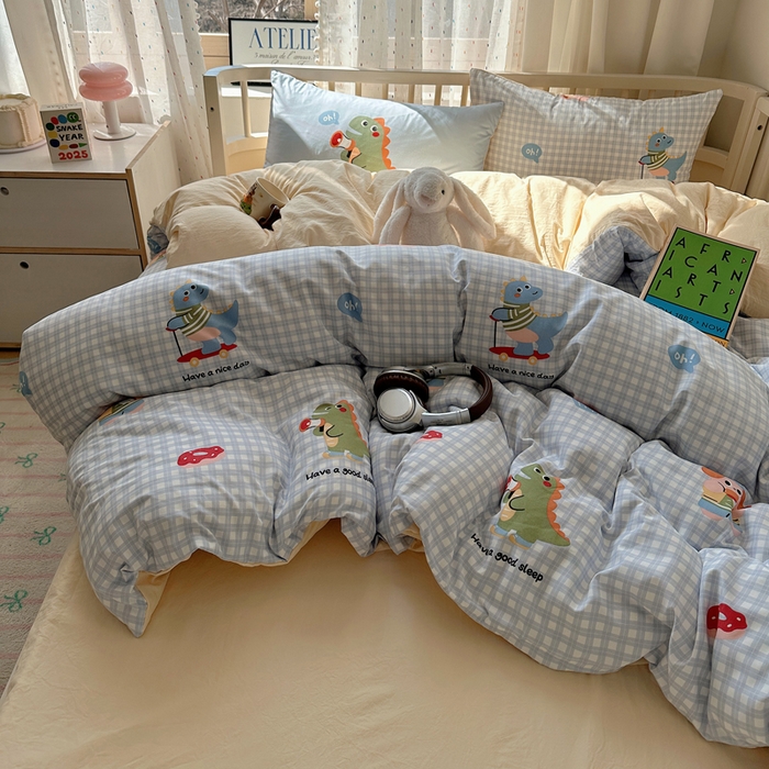 91家纺网 家纺一手货源 找家纺 顾里家纺 2025春夏新款韩系大版云朵棉四件套 欢乐颂