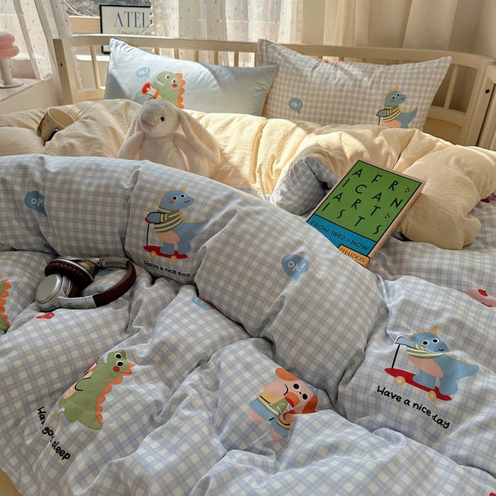 91家纺网 家纺一手货源 找家纺 顾里家纺 2025春夏新款韩系大版云朵棉四件套 欢乐颂