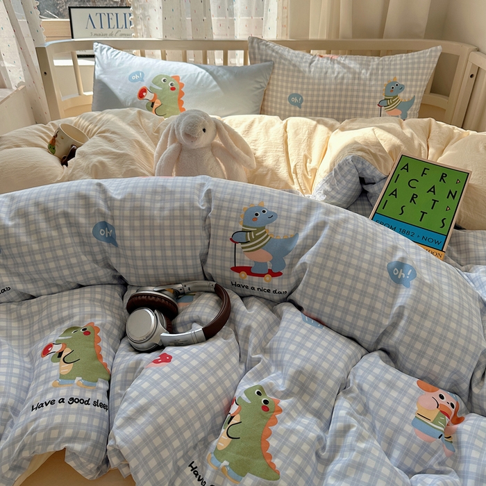 91家纺网 家纺一手货源 找家纺 顾里家纺 2025春夏新款韩系大版云朵棉四件套 欢乐颂