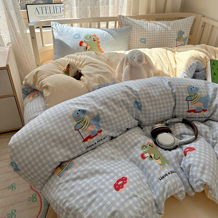 91家纺网 家纺一手货源 找家纺 顾里家纺 2025春夏新款韩系大版云朵棉四件套 欢乐颂