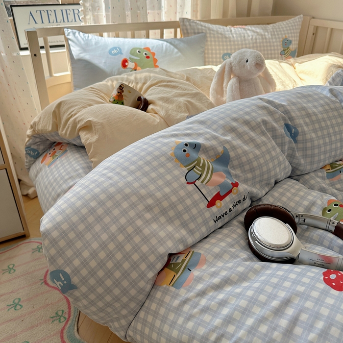 91家纺网 家纺一手货源 找家纺 顾里家纺 2025春夏新款韩系大版云朵棉四件套 欢乐颂