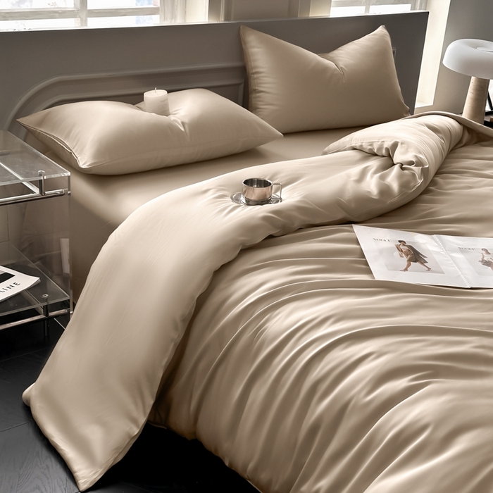 91家纺网 家纺一手货源 找家纺 （总）琪格格纺织 2025春夏新款纯色莱赛尔天丝四件套