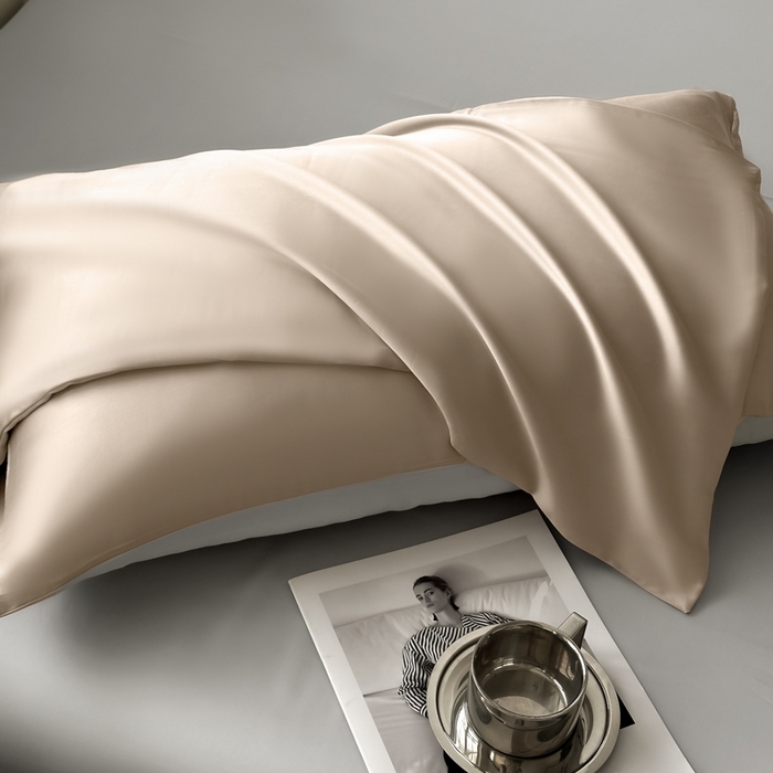 91家纺网 家纺一手货源 找家纺 琪格格纺织 2025春夏新款纯色莱赛尔天丝四件套 莱赛尔-夜幕咖配冰川灰