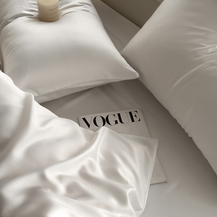 91家纺网 家纺一手货源 找家纺 琪格格纺织 2025春夏新款纯色莱赛尔天丝四件套 莱赛尔-梦境白