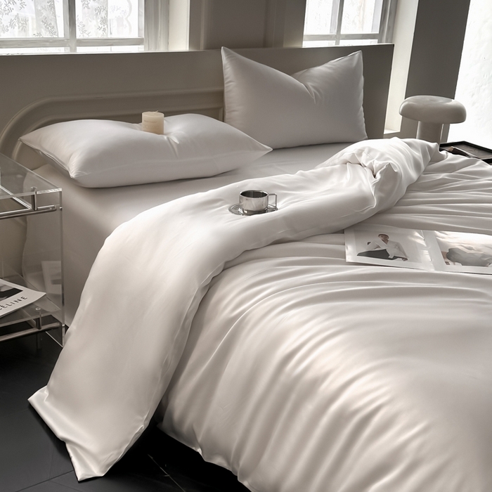 琪格格纺织 2025春夏新款纯色莱赛尔天丝四件套 莱赛尔-梦境白