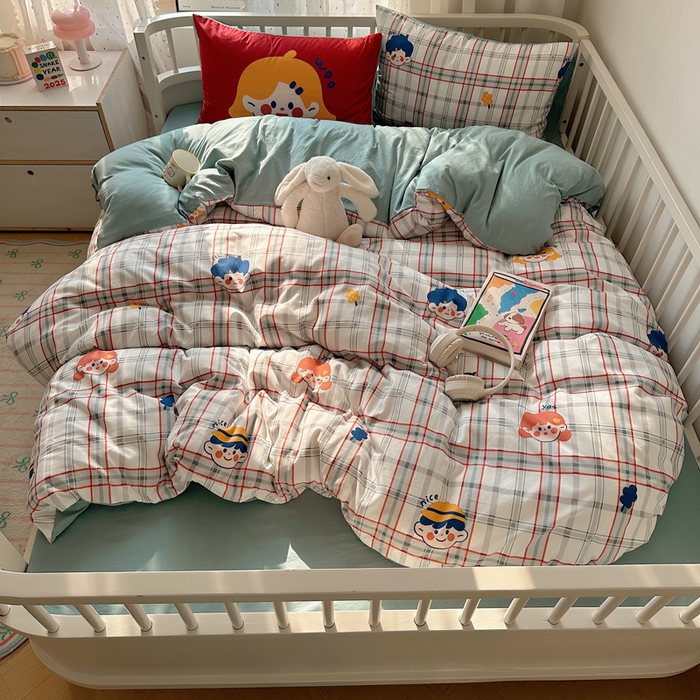 91家纺网 家纺一手货源 找家纺 顾里家纺 2025春夏新款韩系大版云朵棉四件套 童趣时光