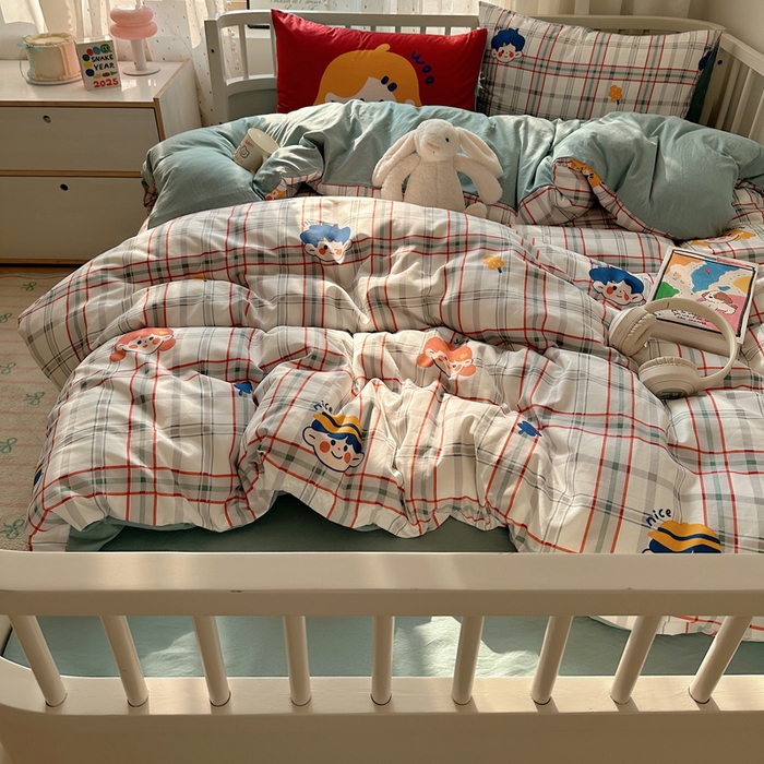 91家纺网 家纺一手货源 找家纺 顾里家纺 2025春夏新款韩系大版云朵棉四件套 童趣时光