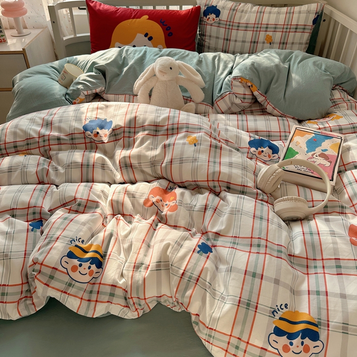 91家纺网 家纺一手货源 找家纺 顾里家纺 2025春夏新款韩系大版云朵棉四件套 童趣时光