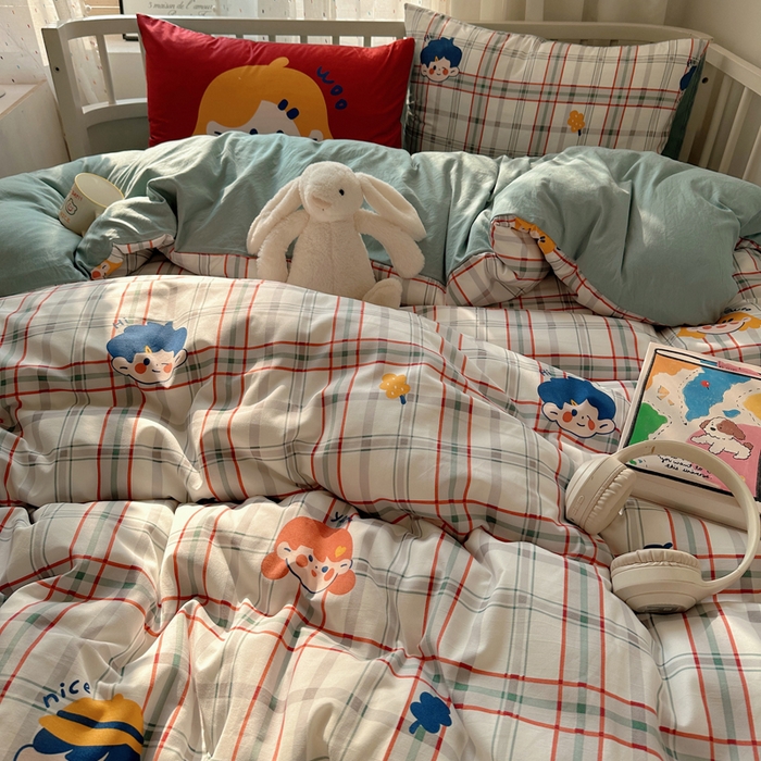 91家纺网 家纺一手货源 找家纺 顾里家纺 2025春夏新款韩系大版云朵棉四件套 童趣时光