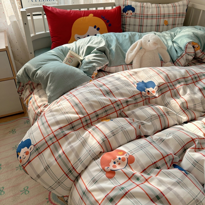 91家纺网 家纺一手货源 找家纺 顾里家纺 2025春夏新款韩系大版云朵棉四件套 童趣时光