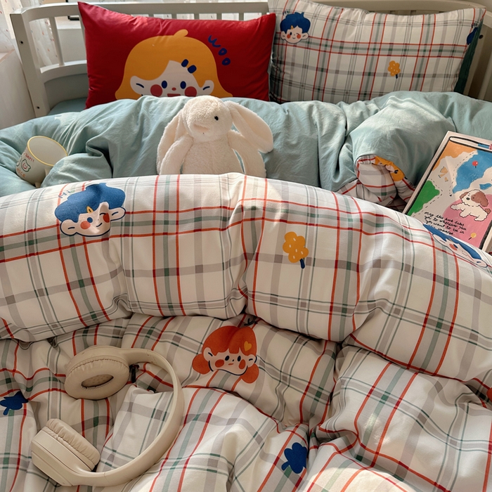 91家纺网 家纺一手货源 找家纺 顾里家纺 2025春夏新款韩系大版云朵棉四件套 童趣时光