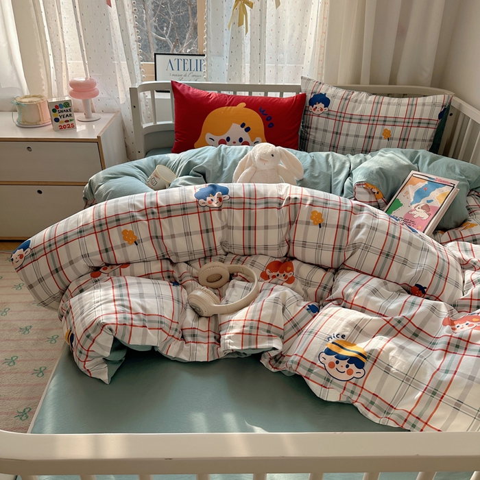 91家纺网 家纺一手货源 找家纺 顾里家纺 2025春夏新款韩系大版云朵棉四件套 童趣时光