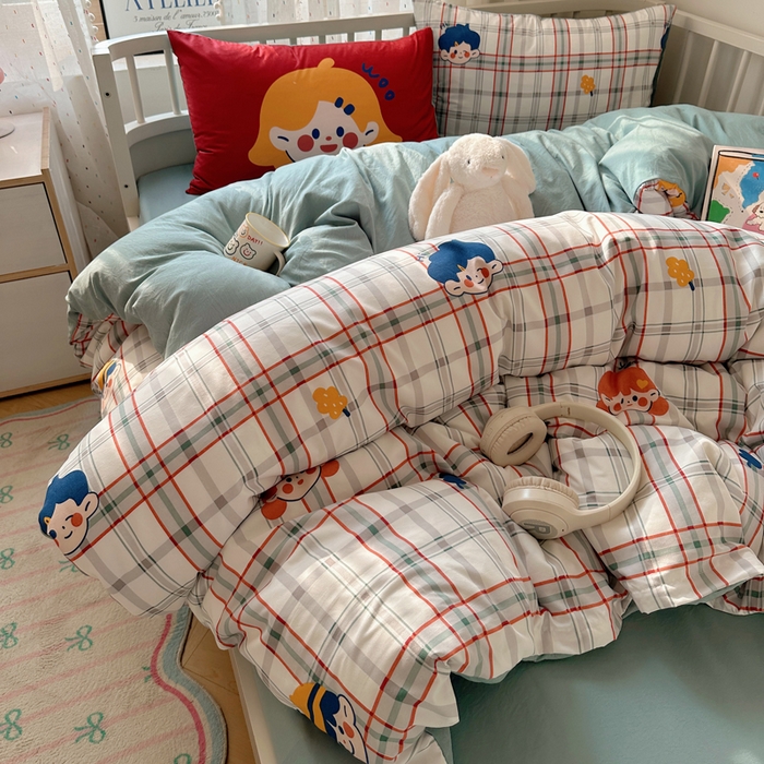 91家纺网 家纺一手货源 找家纺 顾里家纺 2025春夏新款韩系大版云朵棉四件套 童趣时光