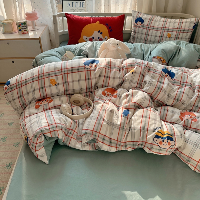 91家纺网 家纺一手货源 找家纺 顾里家纺 2025春夏新款韩系大版云朵棉四件套 童趣时光