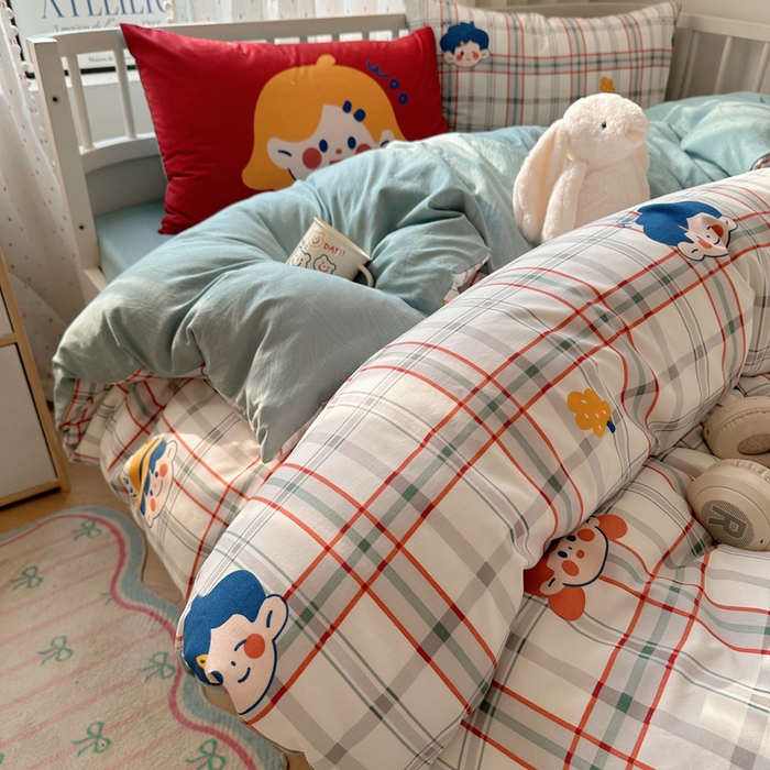 91家纺网 家纺一手货源 找家纺 顾里家纺 2025春夏新款韩系大版云朵棉四件套 童趣时光