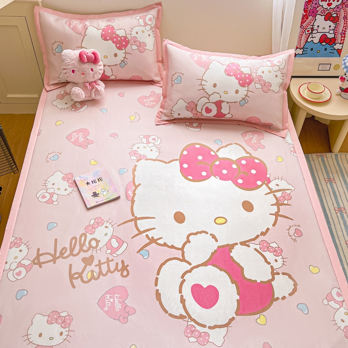 91家纺网 家纺一手货源 找家纺 （总）金爱家 2025新款A类三丽鸥授权数码印花中分子1200D凉感冰丝宽边凉感软席