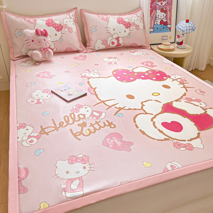 91家纺网 家纺一手货源 找家纺 （总）金爱家 2025新款A类三丽鸥授权数码印花中分子1200D凉感冰丝宽边凉感软席