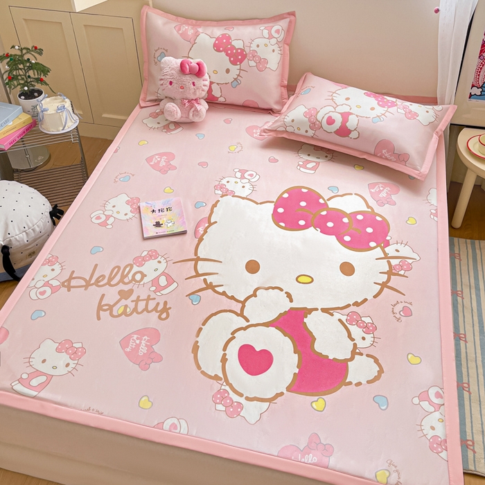 91家纺网 家纺一手货源 找家纺 （总）金爱家 2025新款A类三丽鸥授权数码印花中分子1200D凉感冰丝宽边凉感软席