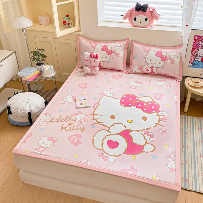 91家纺网 家纺一手货源 找家纺 （总）金爱家 2025新款A类三丽鸥授权数码印花中分子1200D凉感冰丝宽边凉感软席