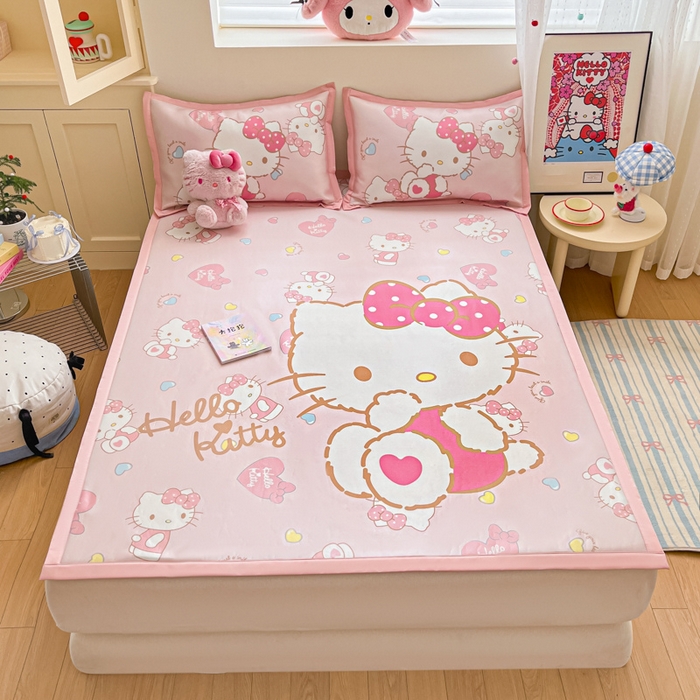 91家纺网 家纺一手货源 找家纺 （总）金爱家 2025新款A类三丽鸥授权数码印花中分子1200D凉感冰丝宽边凉感软席