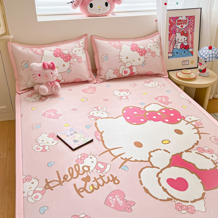 91家纺网 家纺一手货源 找家纺 （总）金爱家 2025新款A类三丽鸥授权数码印花中分子1200D凉感冰丝宽边凉感软席