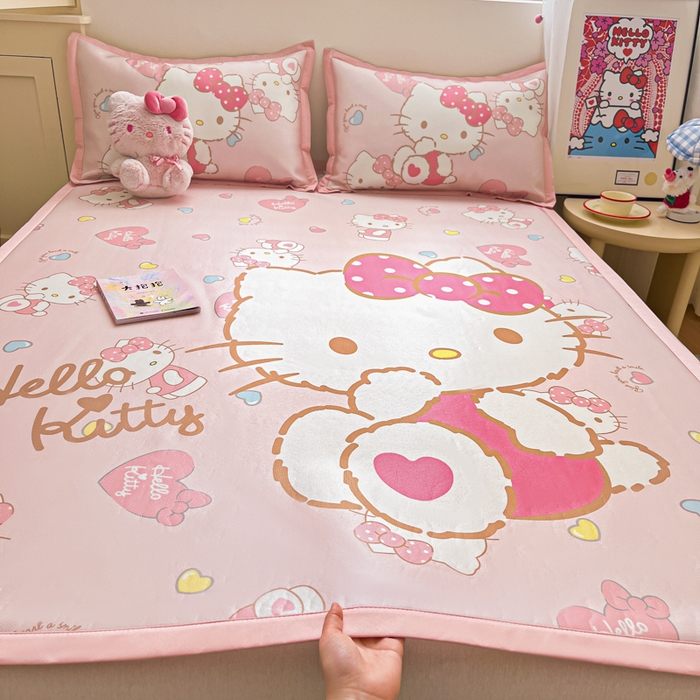 91家纺网 家纺一手货源 找家纺 （总）金爱家 2025新款A类三丽鸥授权数码印花中分子1200D凉感冰丝宽边凉感软席