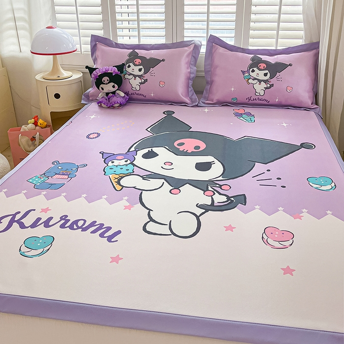 金爱家 2025新款A类三丽鸥授权数码印花中分子1200D凉感冰丝宽边凉感软席 冰丝席-冰淇淋库洛米