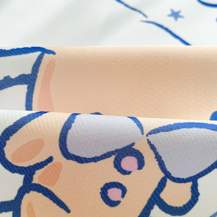 91家纺网 家纺一手货源 找家纺 金爱家 2025新款A类三丽鸥授权数码印花中分子1200D凉感冰丝宽边凉感软席 冰丝席-你好大耳狗