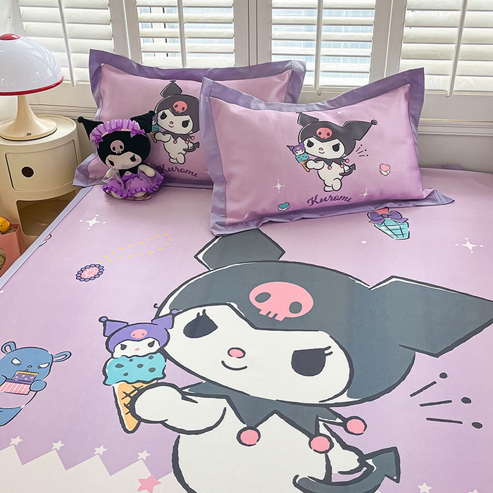 91家纺网 家纺一手货源 找家纺 金爱家 2025新款A类三丽鸥授权数码印花中分子1200D凉感冰丝宽边凉感软席 冰丝席-冰淇淋库洛米