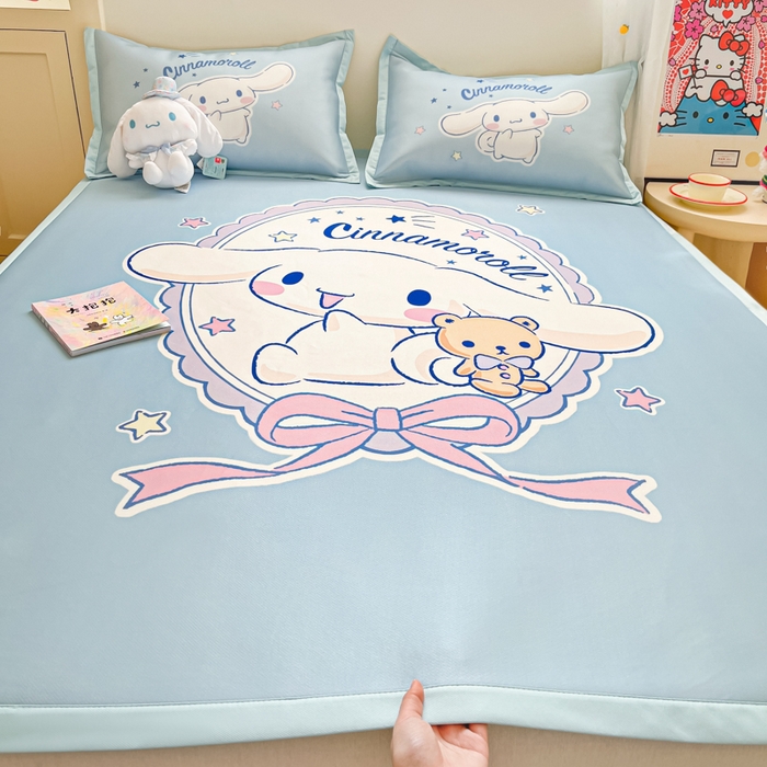 金爱家 2025新款A类三丽鸥授权数码印花中分子1200D凉感冰丝宽边凉感软席 冰丝席-你好大耳狗