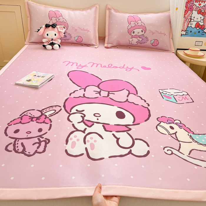 金爱家 2025新款A类三丽鸥授权数码印花中分子1200D凉感冰丝宽边凉感软席 冰丝席-童话美乐蒂