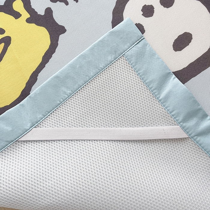 91家纺网 家纺一手货源 找家纺 金爱家 2025新款A类三丽鸥授权数码印花中分子1200D凉感冰丝宽边凉感软席 冰丝席-蓝色帕恰狗