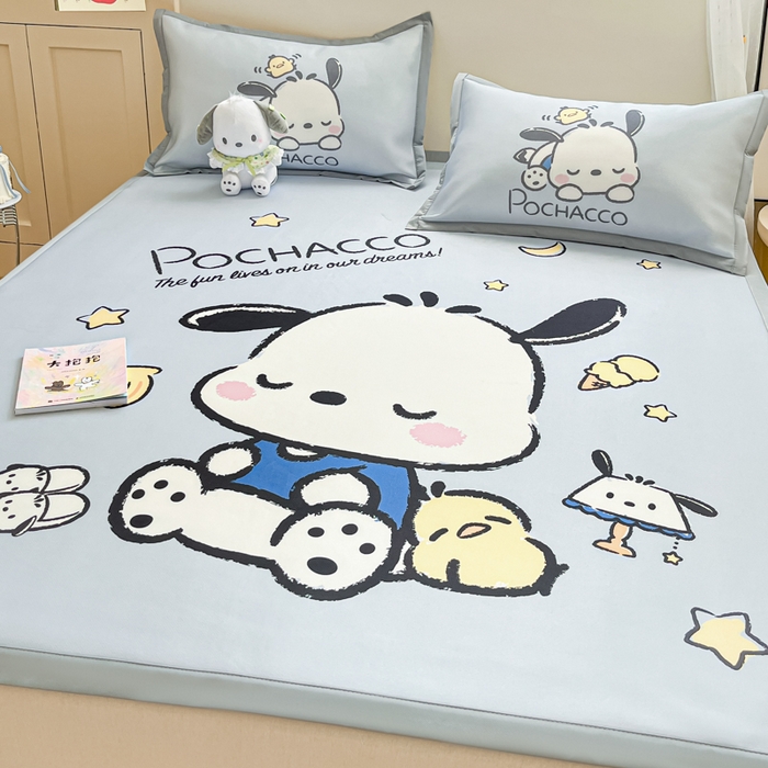 91家纺网 家纺一手货源 找家纺 金爱家 2025新款A类三丽鸥授权数码印花中分子1200D凉感冰丝宽边凉感软席 冰丝席-贪睡帕恰狗