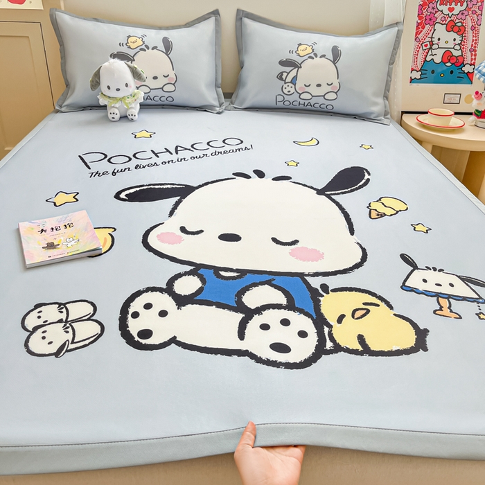 金爱家 2025新款A类三丽鸥授权数码印花中分子1200D凉感冰丝宽边凉感软席 冰丝席-贪睡帕恰狗